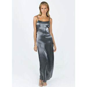Princess Polly Silver Tie Back Slip Maxi Dress Small New Without Tags